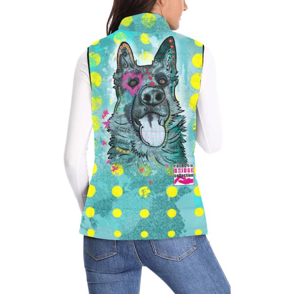 Weste mit Hundemotiv Eddy - 100 % Polyester, Wattiertes Futter, Ärmellos, bunt, Hundemotiv, Deutscher Schäferhund, Mischling, Mix